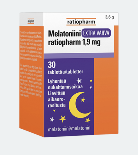 Melatoniini Extra Vahva ratiopharm 1,9mg eri kokoja