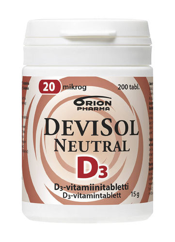 DEVISOL NEUTRAL 20 mikrog D3-vitamiini 200tabl .