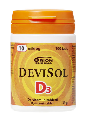 DEVISOL D3-vitamiinitabletti. 10 mcg 100 tabl.