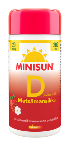 MINISUN D-Vitamiini metsämansikka 20 mikrog 200purutabl