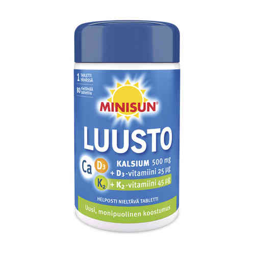 MINISUN Luusto Kalsium+D3+K2 80tabl