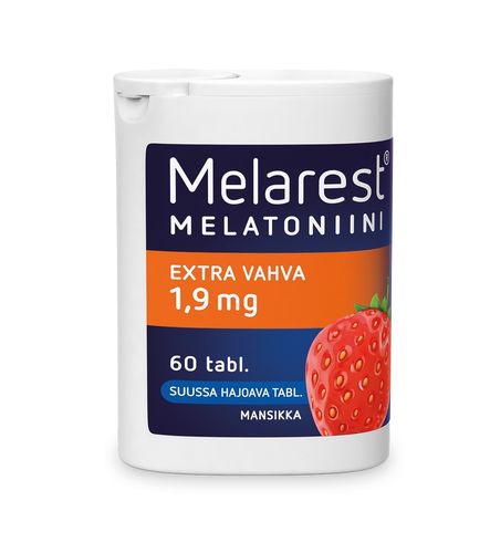 MELAREST EXTRA VAHVA mansikka, 1,9 mg, 60 suussa hajoavaa tabl.