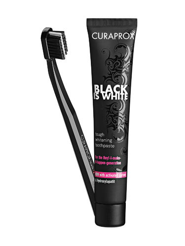 Curaprox Black Is White valkaiseva hammastahna 90ml + hammasharja