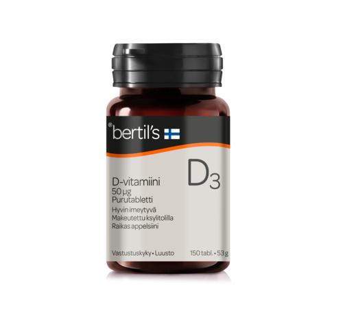 Bertil’s 50 mikrog D-vitamiinipurutabl 150kpl
