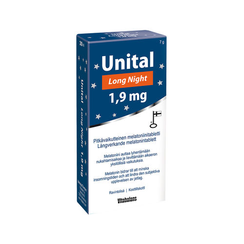 UNITAL LONG NIGHT pitkävaikutteinen melatoniini 1,9 mg 30 tai 60tabl