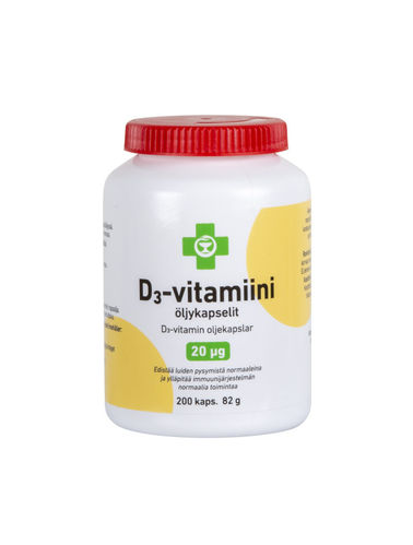 APTEEKKI D3-vitamiini 20 µg 200kaps