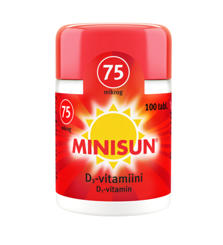 MINISUN D-vitamiini 75 µg 100 tai 200 kpl.