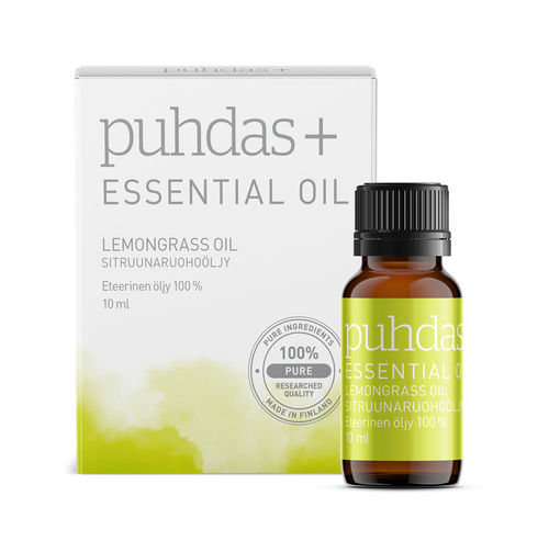 PUHDAS+ 100 % Premium essential oil, lemongrass 10 ml Eteerinen Sitruunaruohoöljy