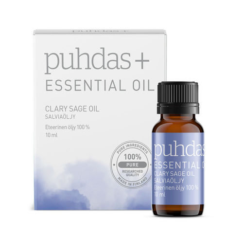 PUHDAS+ 100 % Premium essential oil, clary sage (muskatellisalvia) 10 ml Eteerinen salviaöljy