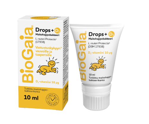 BIOGAIA Drops+D3 maitohappobakteeritippa 10ml