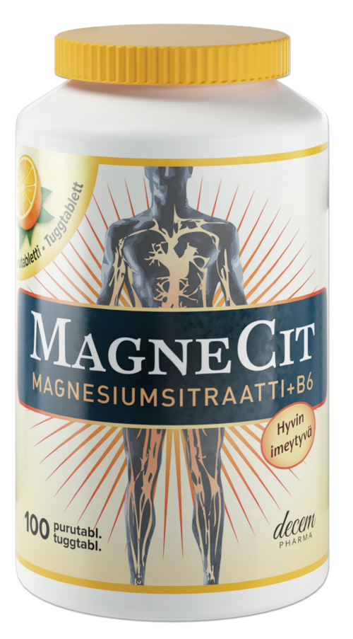 MagneCit Magnesiumsitraatti+B6-vitamiini 100 purutabl