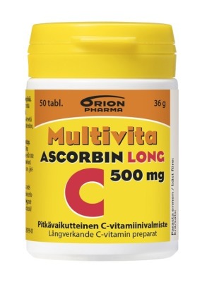MULTIVITA Ascorbin Long 500 mg  50, 100 ja 200 tabl.
