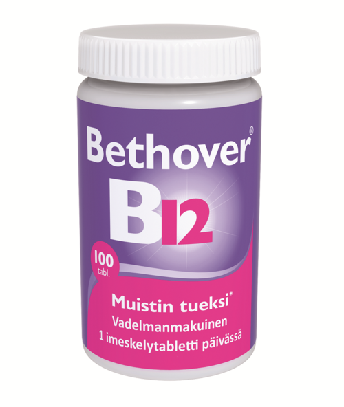 Bethover B12 1 mg Vadelma 50, 100 ja 150 tabl.