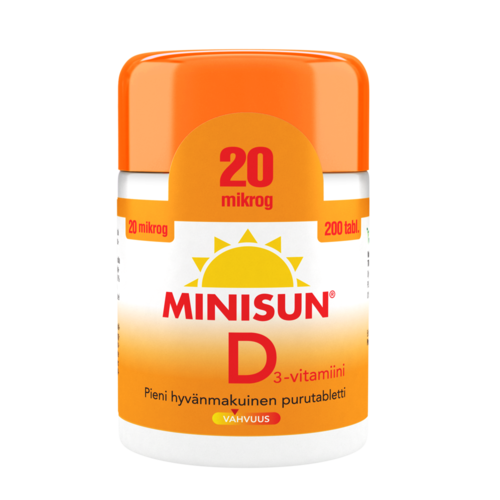 MINISUN D-vitamiini 20 mikrog 100, 200 ja 300 tabl