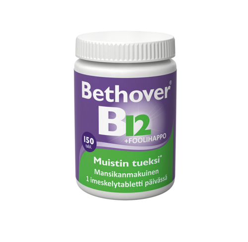 Bethover B12-vitamiini + Foolihappo 150 + 20 tabl.