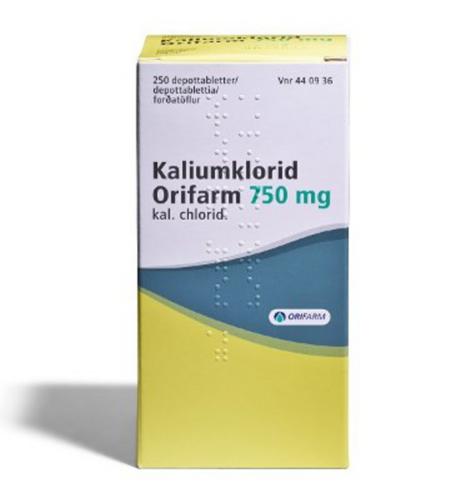 KALIUMKLORID ORIFARM depottabletti 750 mg 250 kpl