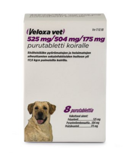 Veloxa vet purutabletti 525 mg / 504 mg / 175 mg 8