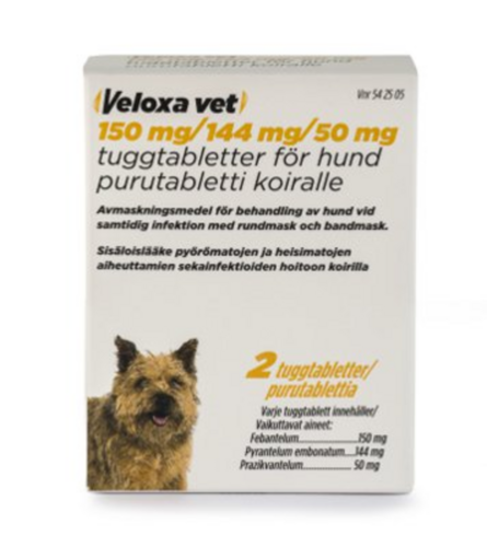 Veloxa vet purutabletti 150 mg / 144 mg / 50 mg 2