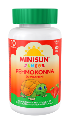 Minisun D-vitamiini Pehmokonna Junior Mansikka 60 tai 120kpl