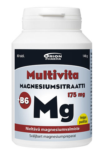 Multivita Magnesiumsitraatti +B6 175 mg nieltävä 80 tabl.