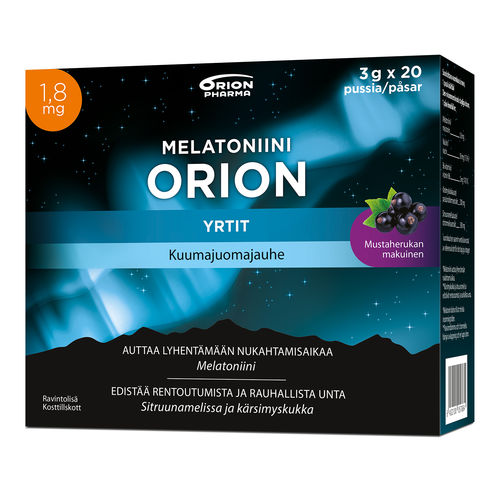Melatoniini Orion 1,8 mg Yrtit kuumajuomajauhe 20 pss